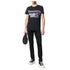 BALMAIN VH1EF000G016 Balmain Paris Rainbow Multi Logo Black T-Shirt AAA BLACK T-SHIRT MALE S