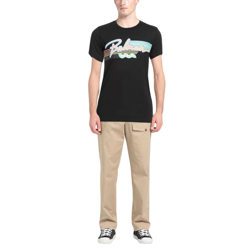 BALMAIN VH1EF000G039 Balmain Paris Retro Logo Black T-Shirt 0FA BLACK T-SHIRT MALE S