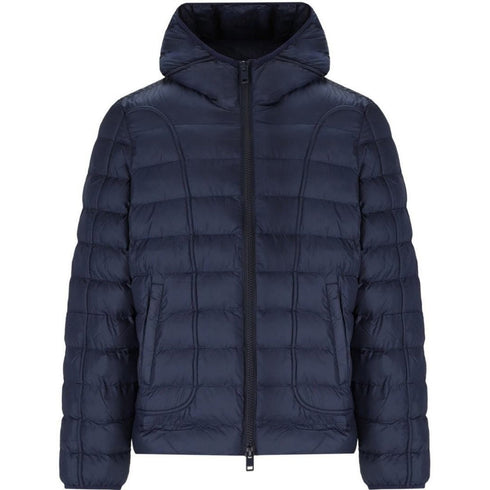 Diesel Plain Navy Blue Padded Hooded Jacket S
