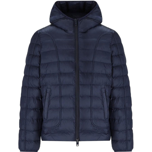 Diesel Plain Navy Blue Padded Hooded Jacket S