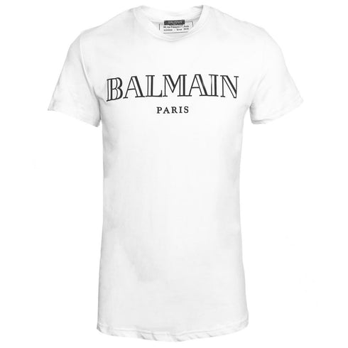 Balmain Logo Print White T Shirt