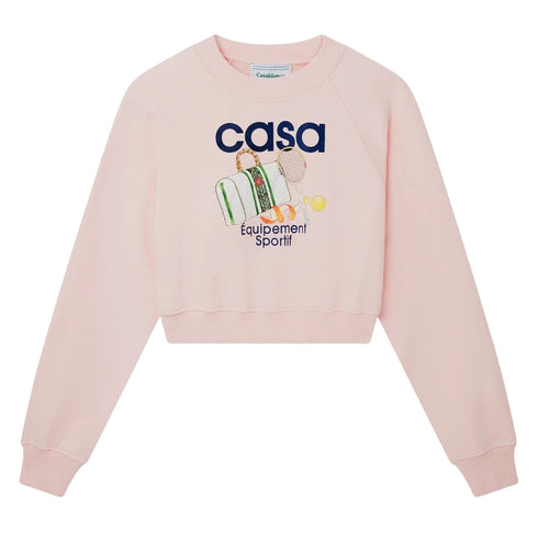 Casablanca Printed Cropped Sweatshirt Equipement Sportif Pink Wps24 Jtp 100 01 100 Pink Sweatshirts Womens