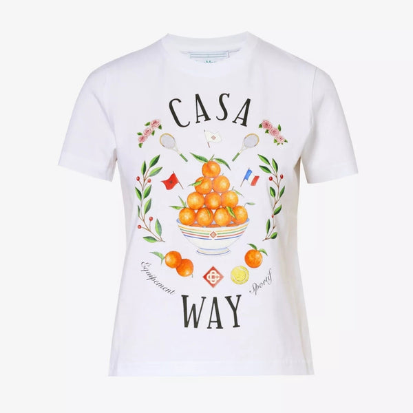 Casablanca Printed Fitted T-Shirt Casa Way White Wps24 Jts 020 01 020 01 White T-Shirts Womens
