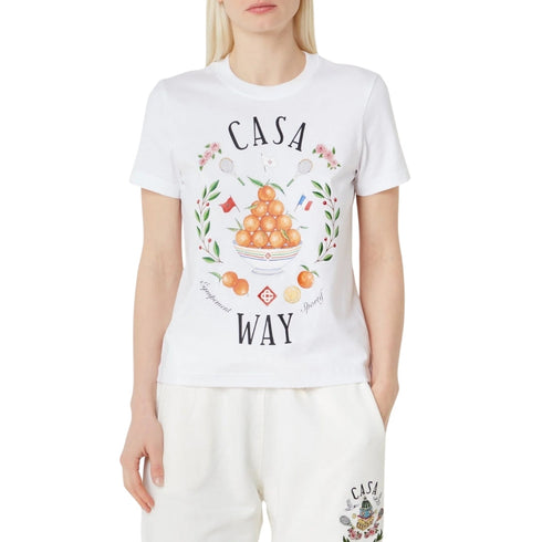 Casablanca Printed Fitted T-Shirt Casa Way White Wps24 Jts 020 01 020 01 White T-Shirts Womens