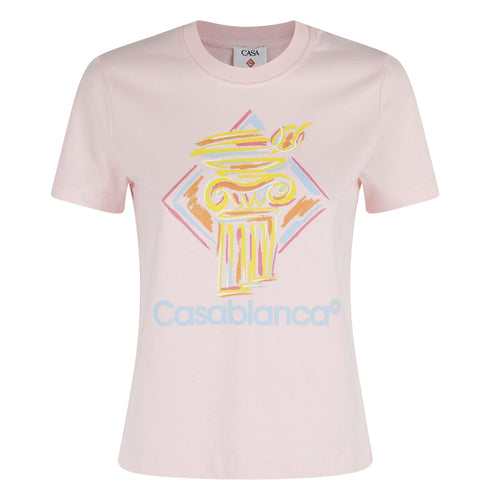 Casablanca Printed Fitted T-Shirt Diamond Column Pink Wps25 Jts 020 01 020 Pink T-Shirts Womens