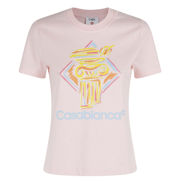 Casablanca Printed Fitted T-Shirt Diamond Column Pink Wps25 Jts 020 01 020 Pink T-Shirts Womens
