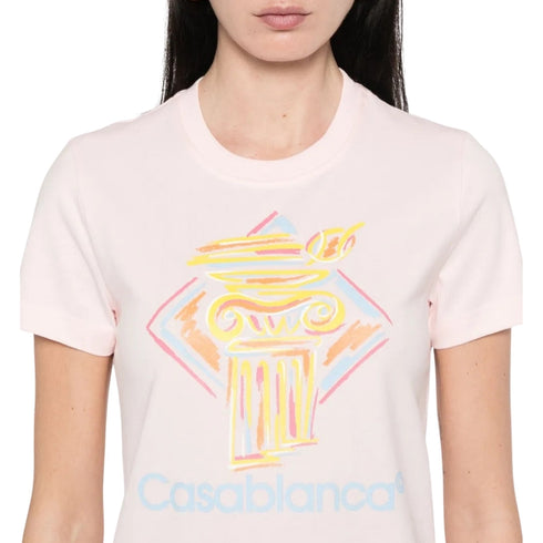 Casablanca Printed Fitted T-Shirt Diamond Column Pink Wps25 Jts 020 01 020 Pink T-Shirts Womens