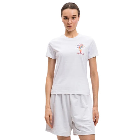 Casablanca Printed Fitted T-Shirt Nature Teacher White Wps25 Jts 020 02 020 02 White T-Shirts Womens