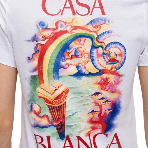 Casablanca Printed Fitted T-Shirt Nature Teacher White Wps25 Jts 020 02 020 02 White T-Shirts Womens