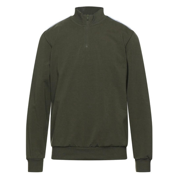 Moschino Quarter Zip Tape Logo Green Sweater