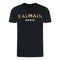Balmain Paris Logo In Gold Black T-Shirt AH1EF000BB29 EAD