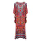 Inoa Banjara 12003 Print Red Long Kaftan Cover Up