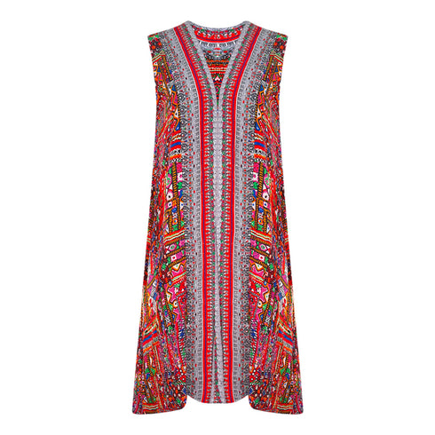 Inoa Banjara 12003 Print Multicoloured Reversable Long Shrug Cover Up