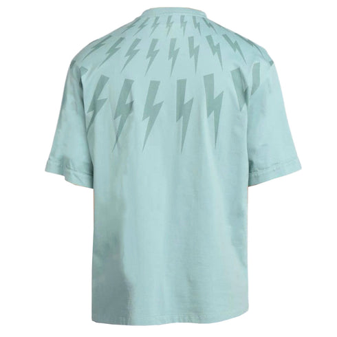 Neil Barrett Fair Isle Thunderbolt Oversize Blue T Shirt Bjt008S R518S 3201