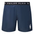 Philipp Plein Branded Waistband Navy Swim Shorts