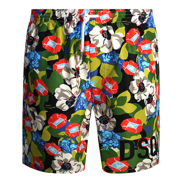 Dsquared2 Colourful Floral All Over Design Green Swim Shorts D7BM84900 38848