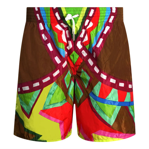 Dsquared2 Colourful Abstract Design Brown Swim Shorts D7BM95100 99948
