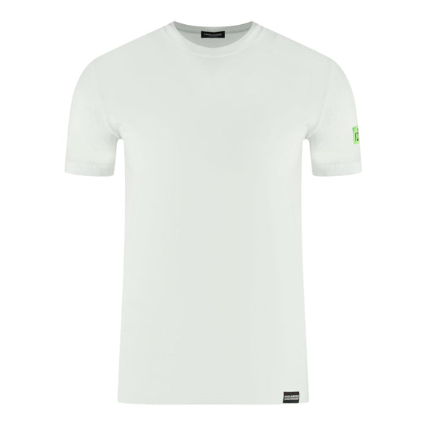 Dsquared2 Green Icon Box Logo on Sleeve White Underwear T-Shirt D9M204720 113