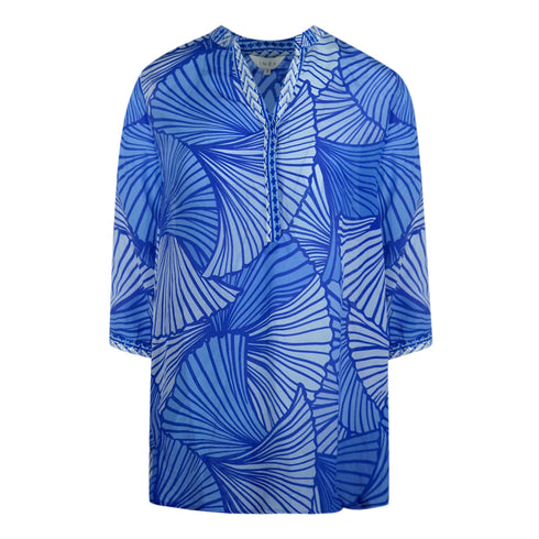 Inoa Exuma Blue 1202119 Blue Long Sleeve Milano V Neck Blouse