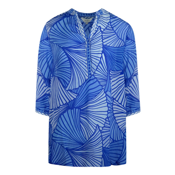 Inoa Exuma Blue 1202119 Blue Long Sleeve Milano V Neck Blouse