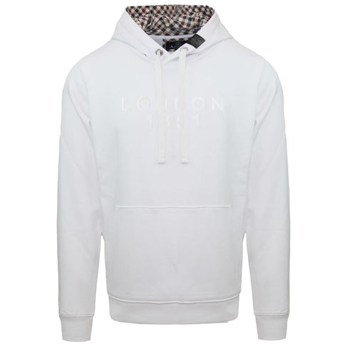 Aquascutum Bold London 1851 Logo White Hoodie