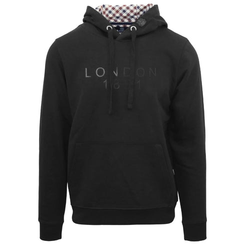 Aquascutum Bold London 1851 Logo Black Hoodie