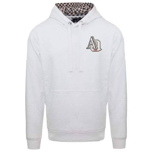 Aquascutum Aq 1851 Patch Logo White Hoodie
