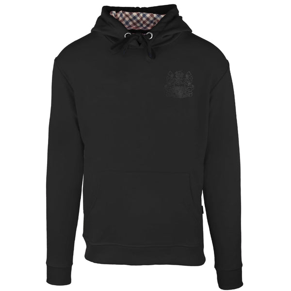 Aquascutum Monotone Aldis Emblem Logo Black Hoodie