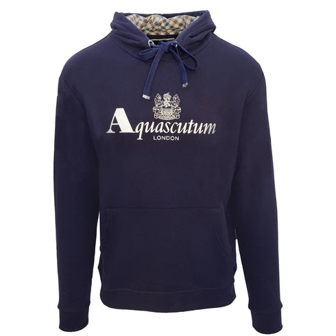 Aquascutum Classic Waterfield Logo Navy Hoodie