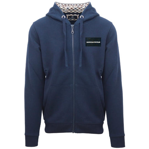 Aquascutum Box Gothic Logo Navy Blue Zip Up Hoodie