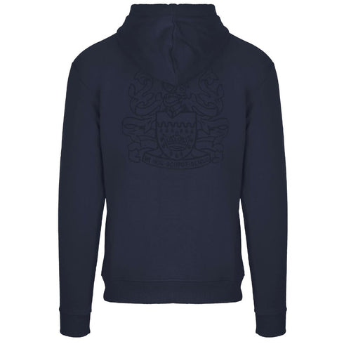 Aquascutum Box Gothic Logo Navy Blue Zip Up Hoodie