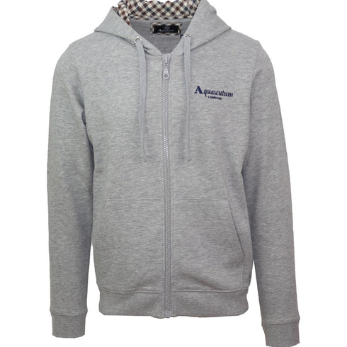 Aquascutum Classic Embossed Signature Logo Grey Zip Up Hoodie