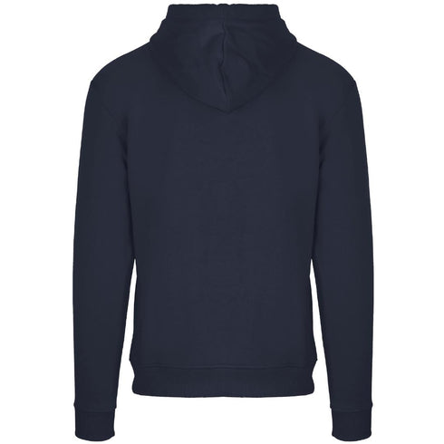 Aquascutum London Embossed Signature Logo Navy Blue Zip Up Hoodie