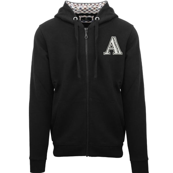 Aquascutum Classic Large A Logo Black Zip Up Hoodie