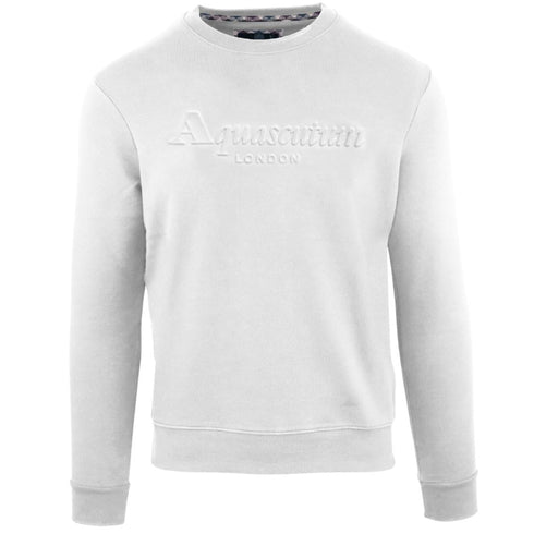 Aquascutum Embossed Brand Logo White Sweatshirt
