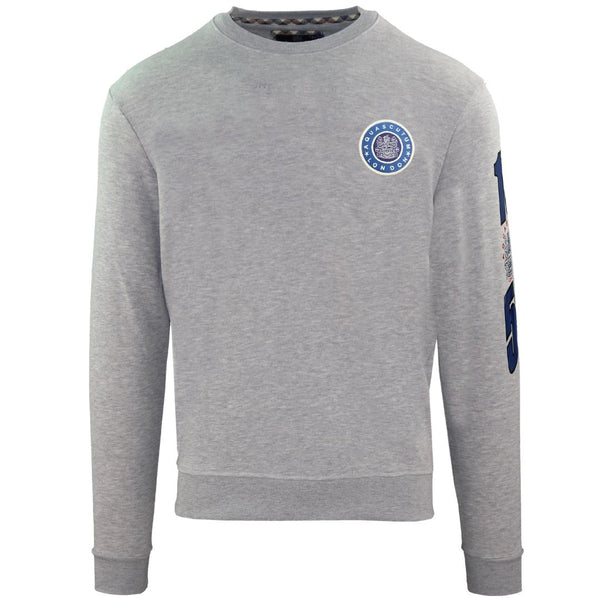 Aquascutum Embossed Circle Small Logo Grey Sweatshirt Fg0423 94 - Style Centre Wholesale