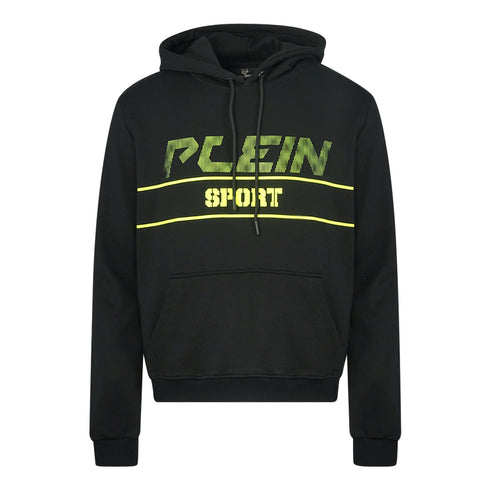Plein Sport Green Logo Black Hoodie - Nova Clothing