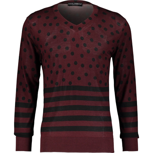 Dolce Gabbana Red Patterned Jumper