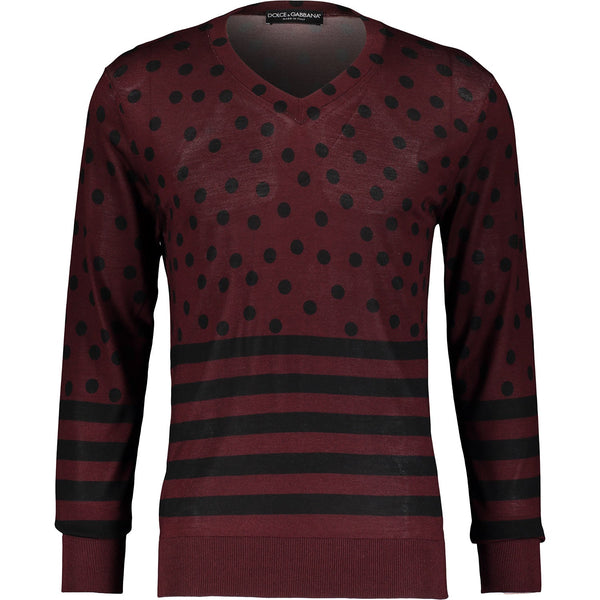 Dolce Gabbana Red Patterned Jumper