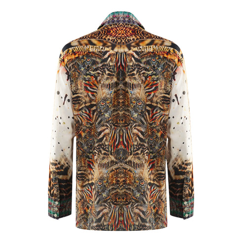 Inoa Golden Eagle 120214 Multicoloured Long Sleeve Blouse Silk Shirt Golden Eagle 120214 collar Shirt