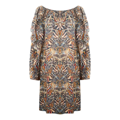 Inoa Golden Eagle Brown Long Sleeve Silk Flamenco Dress