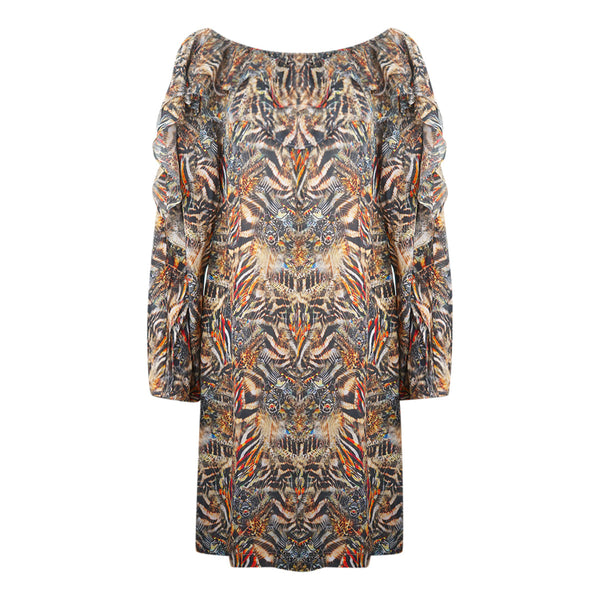 Inoa Golden Eagle Brown Long Sleeve Silk Flamenco Dress