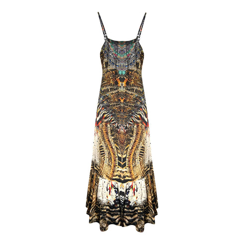 Inoa Fashion Golden Eagle 120214 Frill Strap Maxi Dress Womens