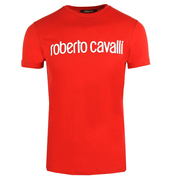 Roberto Cavalli Logo Red TShirt HST68F 02000