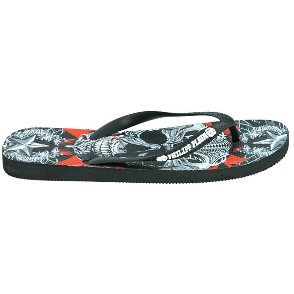 Philipp Plein Skull Black Flip Flops