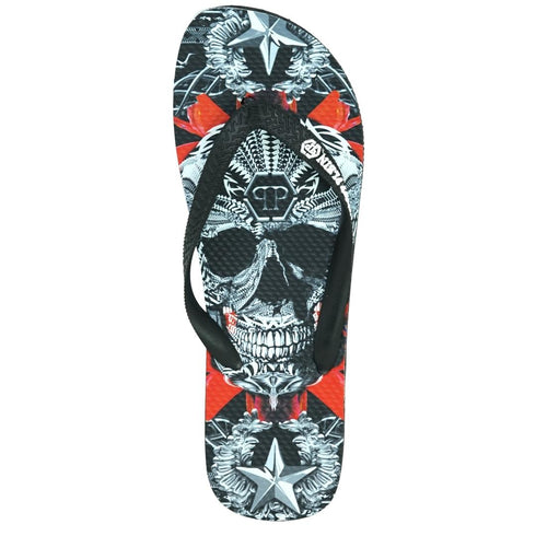 Philipp Plein Skull Black Flip Flops