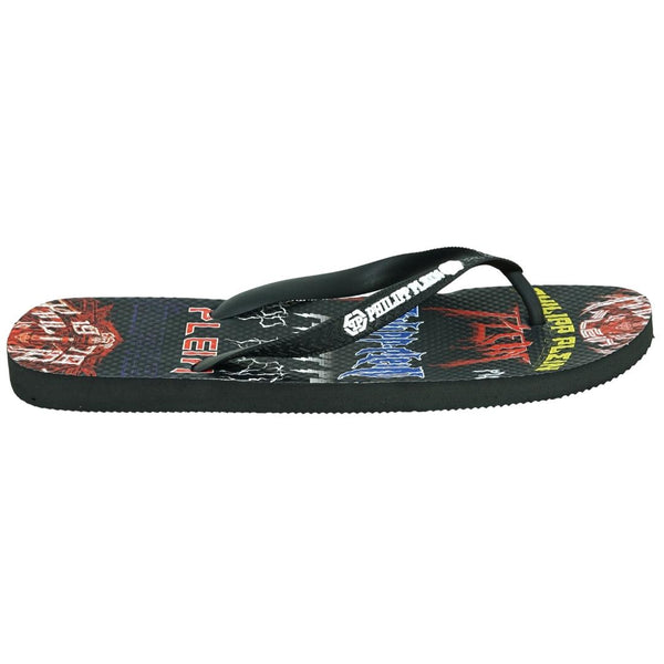 Philipp Plein Rock Logos Black Flip Flops