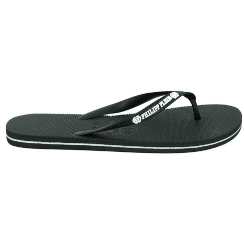 Philipp Plein Brand Logo Black Black Flip Flops