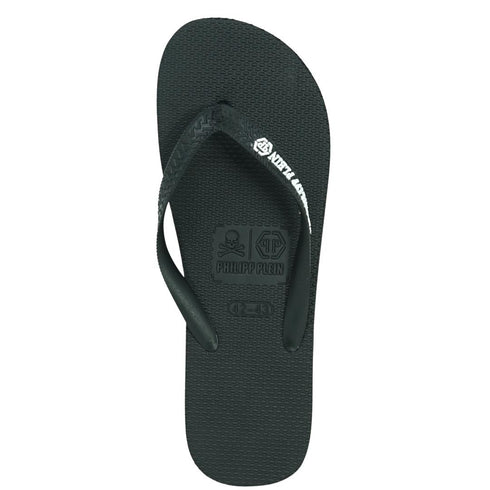 Philipp Plein Brand Logo Black Black Flip Flops