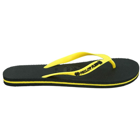 Philipp Plein Brand Logo Black Yellow Flip Flops IMPS904 99Y 41
